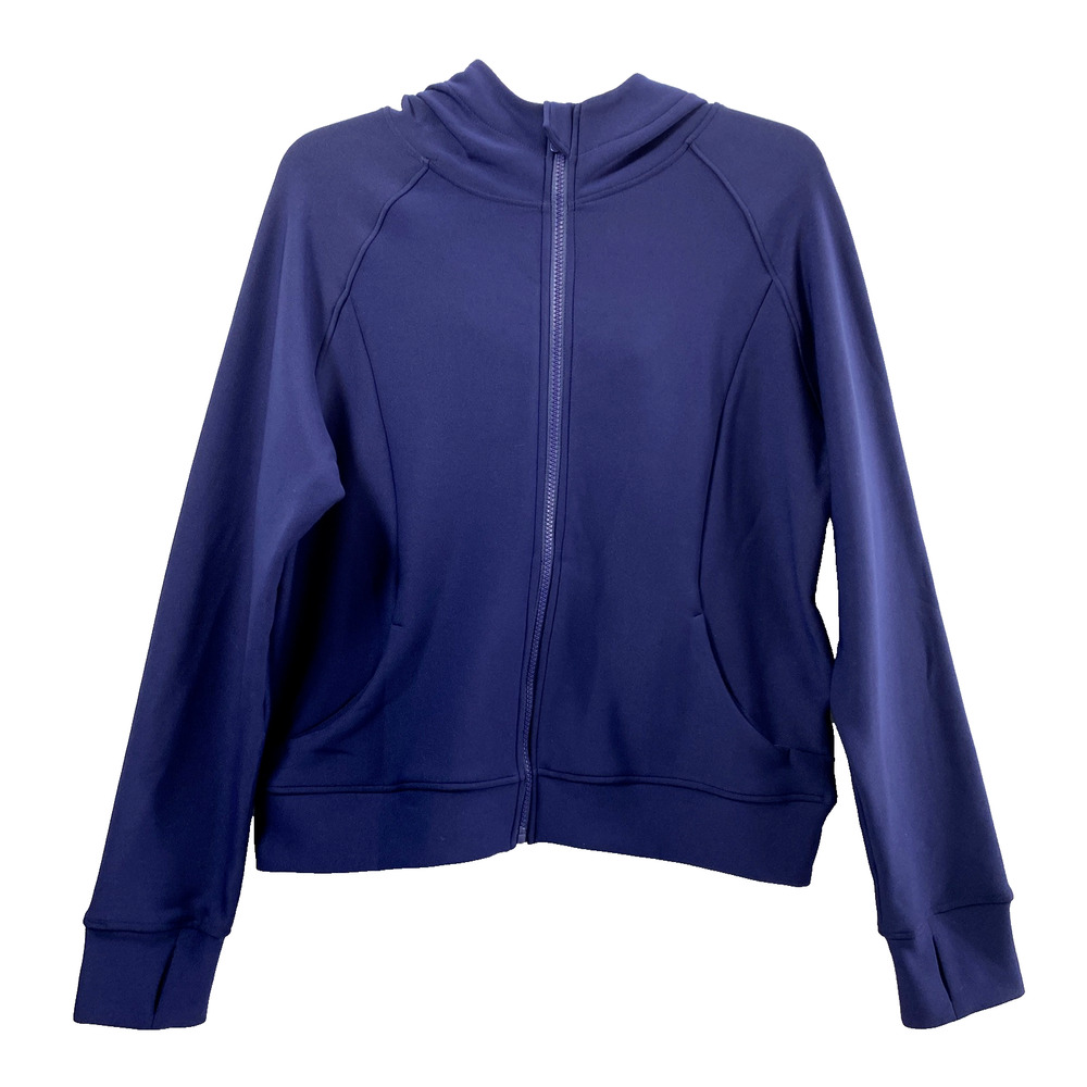 IUUI Activewear Jacket Womens Large Blue Full Zip Running Thumbholes Hooded‎